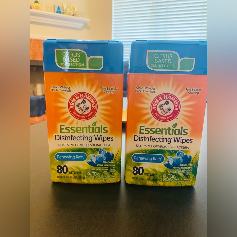 Set of 2 Arm & Hammer Essentials Citrus Disinfecting Wipes 80 ct Each